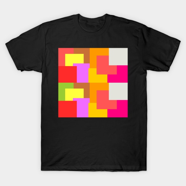 Bright colors abstract overlapping squares tiles pattern T-Shirt by Baobabprintstore